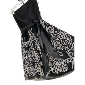 Adrianna Papell Black Strapless Fit & Flare Dress Size 10 Ribbon Mesh RCC10702
